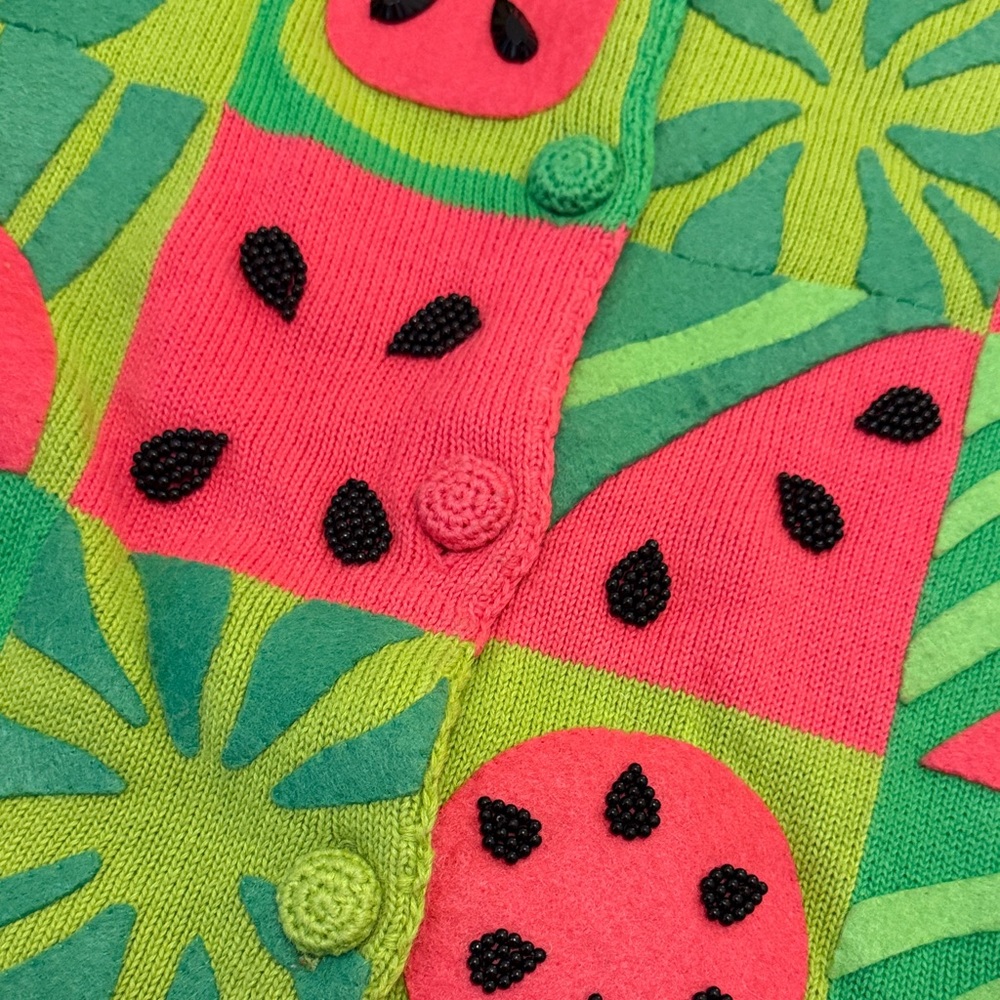 VINTAGE Michael Simon Sweater with Watermelon Pattern - Green and Pink - Picture 3 of 4